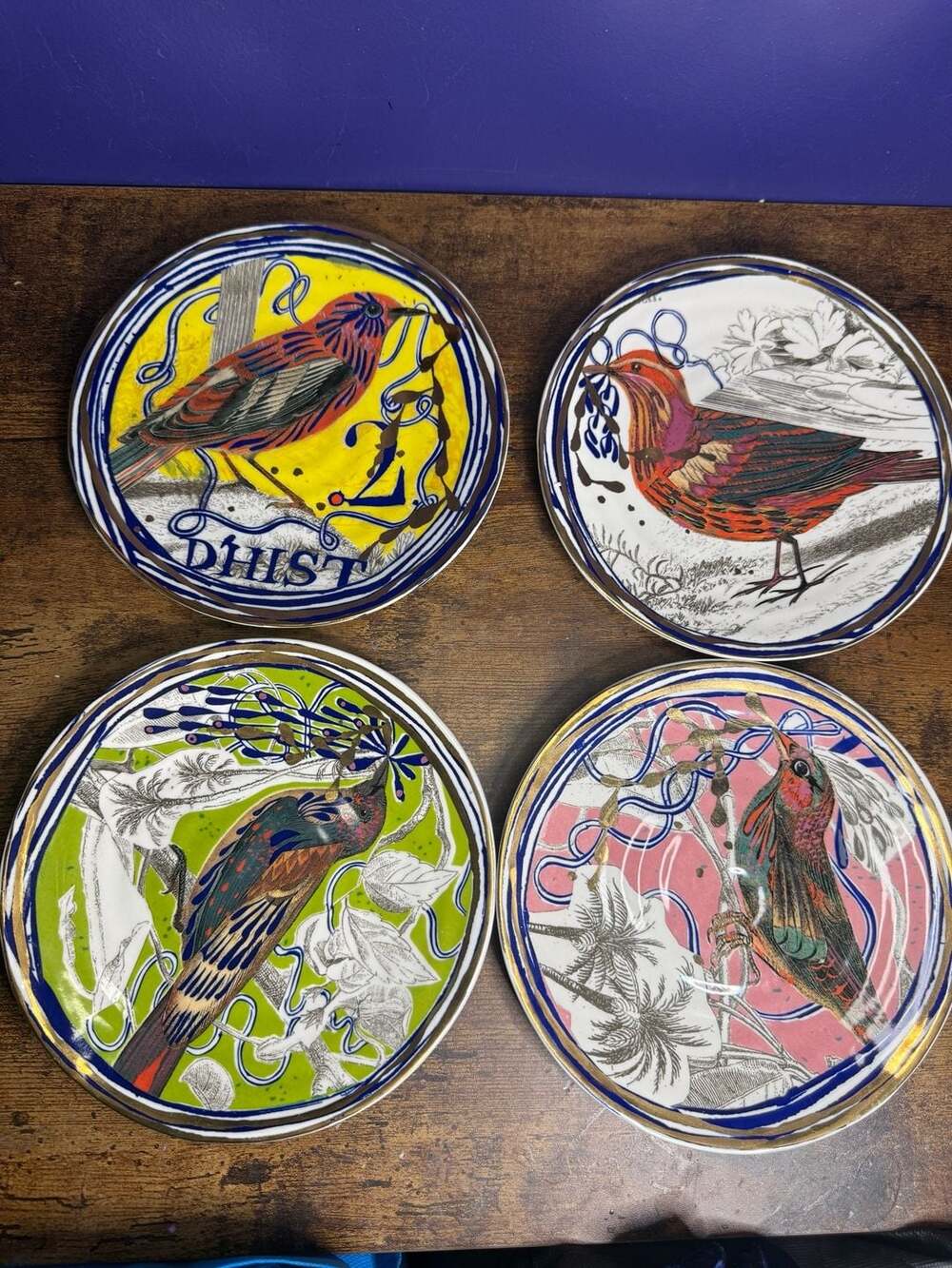 Anthropologie Ryan Hoffmann Bird Salad Plates Set Of 4